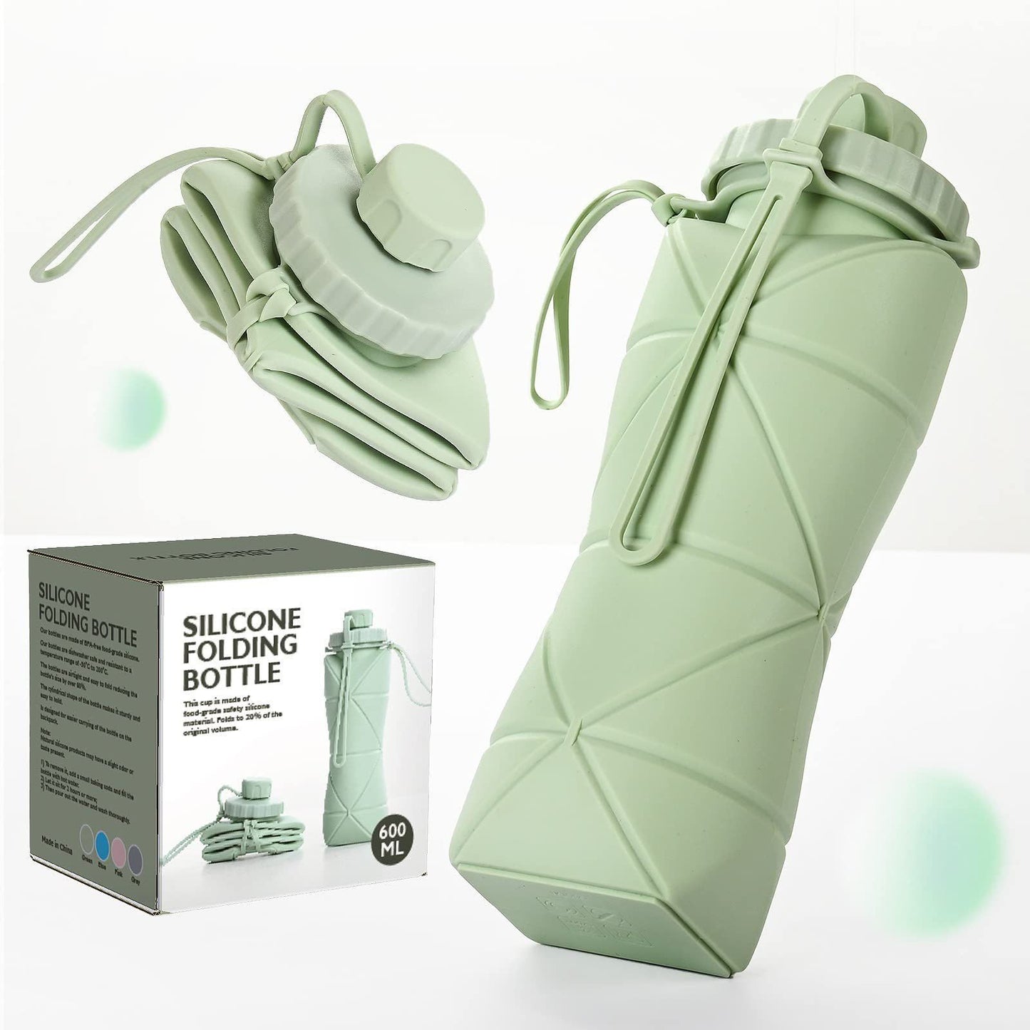 600ml Silicone Foldable Water Bottle