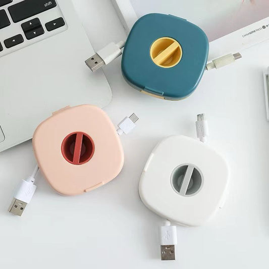 Wire Cable Rotatable Storage Box and Mobile Phone Holder Portable Round